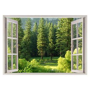 TEMU 2개/세트 녹색 숲 풍경 인조 창문 벽 스티커, 탈착 가능한 방수 벽지, 벽화 PVC 스티커, 탈착 가능한 벽 데칼, 가정 장식 스타일 적합.
