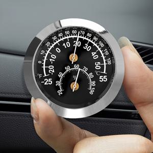 TEMU 5cm/1.97인치 아연 합금 온도 표시기, 실내/실외, 자동차, 차량 내부 장식용 온도계, 무충전, 배터리 불필요