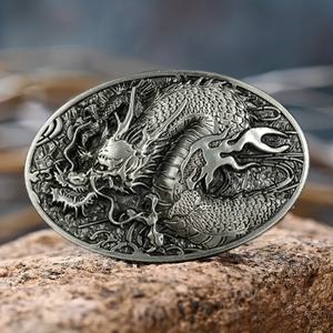 TEMU 1개 입체 드래곤 날아가는 릴리프 오벌 버클, 트렌디한 서양 간단한 남성용 벨트 버클, 서유럽 및 미국 스타일로 어떤 스타일의 벨트와도 매치 가능, 선물용