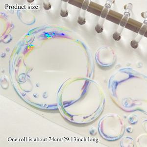 TEMU 고품질 플래너 와시 테이프, 버블 디자인, 다용도 쉘 라이트 PET 재질, 4.5Cm X 74Cm