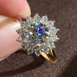 TEMU 여성용 럭셔리 플로럴 큐빅 합성 지르코니아 약혼반지, 화이트 골드 도금 구리, 웨딩 브라이덜 주얼리, 4월 탄생석 선물, 발렌타인데이 선물