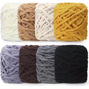 TEMU 크로셰용 부드러운 두꺼운 플러피 체니유 원사 8스킨, 손으로 뜨개질하기 좋은 벨벳 담요 및 플러시 천 제작용 DIY 공예용 각 100.7야드