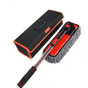 TEMU 360° 회전 가능한 자동차 왁스 브러시 헤드, 연장 막대, 눈 녹기 브리스틀, 털 빠짐 없음, 페인트 손상 없음, 가벼운 느낌, 내구성이 뛰어난 자동차 세척 및 먼지 제거, 가정용 청소 시나리오에 적합, 배터리 없음