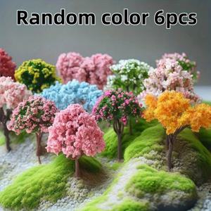 TEMU 6개 미세한 풍경 시뮬레이션 나무, PVC 인공 녹지 장식, 아쿠아리움, 페어리 가든 및 유리 용기에 적합, 아름다운 현실적인 잎 디자인, 정원 미니어처 모델