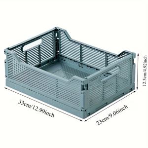 TEMU 데스크탑 수납함 2개 세트, 접이식 플라스틱 수납 바구니, 간식 정리함, 주방, 거실 및 냉장고 수납에 적합, 쌓을 수 있으며 세척 가능.