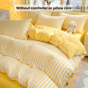 TEMU 4pcs 두꺼운 컬러 이불 커버 세트 (사계절용, 이불 커버 1개 + 베갯잇 2개 + 침대 시트 1개, 베개, 이불 없음), 침구, 부드럽고 섬세함, 통기성 및 땀 흡수, 심플하고 우아함, 세탁기 사용 가능|베개커버