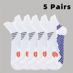 TEMU 5쌍 여성용 탄력 있는 압축 발목 양말 - 통기성 및 수분 흡수, 내구성 강화된 뒤꿈치 & 발가락, 달리기/헬스/등산/다양한 스포츠용 디자인 - 5가지 색상 (흰색/파란색/오렌지/검정/핑크), 발목 압박 양말, 스포츠 신발