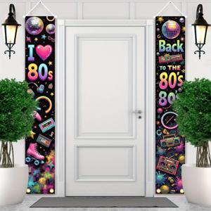 TEMU 레트로 80년대 게임 테마 파티 행잉 배너 2개 세트 - 