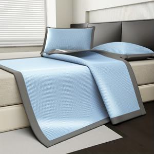 TEMU 2/3개 럭셔리 쿨링 아이스 슬리키 섬유 쿨링 매트 세트, 여름용 부드럽고 휴대가 편리한 라이트 베이지- 통기성 쿨링 매트, 장시간 쿨링, 1매트 + 1/2베개커버, 정교한 디자인, 접이식, 침실, 기숙사, 거실 및 야외 캠핑용, 수분 흡수, 패셔너블하고 휴대 가능, 세탁기 사용 가능, 네 모서리에 끈 포함|매트리스커버