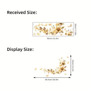 TEMU 1pc 현대 금색 로즈 비네 벽 스티커, PVC 자체 접착 종이 - 욕실/거실/화장실/세탁실/유리 도어/TV 배경/홈 데코 및 선물에 적합
