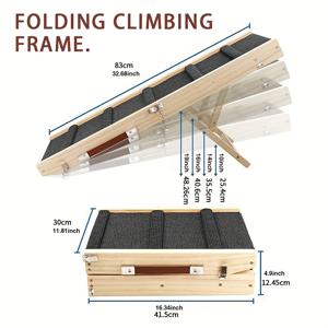 TEMU 조절 가능한 높이의 휴대용 애완견 사다리 - 소형 및 중형 강아지용, 침대, 소파, 계단용 등반 램프, 튼튼한 사다리