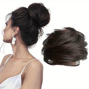 TEMU 1개 리얼 헤어 가발 - 자연스러운 반머리 번 스타일, 풍성한 볼륨, 여성용 우아한 업스타일, 스타일링 용이, 접착제 불필요, 결혼식, 파티, 일상 및 공식 행사용 - 모든 밝은 톤 피부를 위한 볼륨 헤어피스 - 여성에게 이상적인 선물
