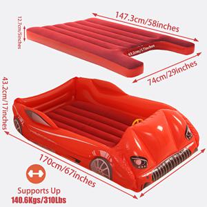 TEMU 사랑스러운 레이싱카 디자인의 휴대용 튜브 침대 - 여행, 피크닉, 정원, 휴일, 축제, 크리스마스 선물, 유아 침대, 휴일 피크닉, 재미있는 디자인, 튼튼한 구조를 위한 휴대용 팽창식 침대, 차박용품, 차박매트