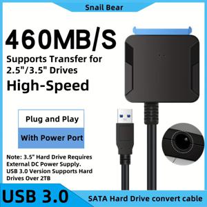 TEMU USB 3.0 to SATA 변환 케이블 | 2.5/3.5인치 외장 SSD HDD 하드 드라이브를 위한 고속 전송 지원, 12V 독립 전원 공급 (파워 어댑터 미포함)