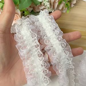 TEMU 2야드 4cm 더블 레이어 리플링 벨벳 레이스 탄성 태슬 트림, 흰색, DIY 공예, 드레스 커프 및 스커트, 내구성 있는 나일론 소재, 레이스 애플리케이션