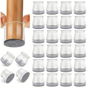 TEMU 24개 세트 헤비듀티 의자/테이블/스툴 다리 보호 패드 - 하드우드 바닥용 미끄럼 방지 실리콘 펠트 & 플라스틱 가구 패드, 접착식/스크래치 방지 디자인, 나무 호환 (24개) - 간편 설치|식탁의자커버