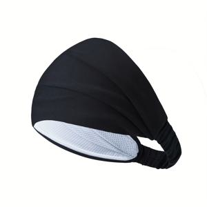 TEMU 남성용 스타일리시 스포츠 소프트 탄성 헤어밴드 1개입. 머리를 조임없이 편안하게 착용할 수 있으며, 이중 레이어의 시원한 원단으로 제작되었으며, 땀 흡수 및 통기성이 좋은 넓은 헤어밴드입니다. 피트니스, 러닝, 농구 및 레저 활동에 적합합니다.