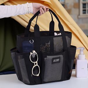 TEMU 대형 메쉬 비치 백 - 높은 용량, 통기성이 좋은 나일론 여행 및 외출 토트, 수영복, 휴가 필수품 및 피트니스 기어를 위한 충분한 저장 공간, 편리한 사용을 위한 휴대용 디자인, 체육관 백, 엄마 백, 스포츠 백|레쉬가드|래시가드