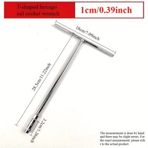 TEMU 1개입 T자형 육각 소켓 렌치 로드, , 전기 자전거 및 기계 유지 보수 도구에 적합.