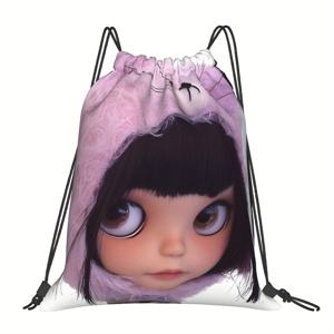 TEMU 1팩 키티 카툰 프린트 체육관 백팩 - 내구성, 조절 가능한 드로스트링, 기계 세척 가능한 스포츠 백과 포켓, 일상적인 사용을 위한 소프트 쉘 디자인, 체육관 백