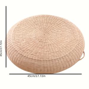 TEMU 수제 일본 다다미 매트 - 두꺼운 원형 명상 쿠션, 편안한 휴식, 전통 일본 디자인, 발코니 또는 베이 윈도우에 적합, 천연 라탄 소재, 홈 데코 및 명상에 이상적, 명상 매트