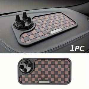 TEMU 1개 자동차 미끄럼방지 매트 - 대시보드 장식 매트, 휴대폰 회전 홀더, 대시보드 수납 매트, 고내구성 고급형 사각 그리드 매트, 창의적인 장식 패드, 자동차 내부 액세서리|휴대폰거치대