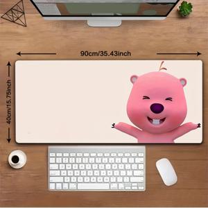 TEMU 1pc 애니메이션 핑크 비버 게임 마우스 패드 - 미끄럼 방지 고무 베이스, 귀여운 만화 디자인의 세탁 가능한 책상 매트 - 팬 및 친구를 위한 이상적인 선물, 책상용 마우스 패드
