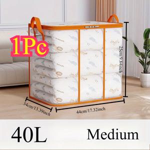 TEMU 1개 대용량 헤비듀티 퀼트 보관백 - 투명 지퍼형 핸들 포함, 두꺼운 구조로 이동 및 수납, 옷장, 여행용 - 큰 차고, 계절별 의류, 침구 보호대 - 공간 절약 디자인, 기능성 포켓, 안전한 잠금, 대학생을 위한 패킹 솔루션