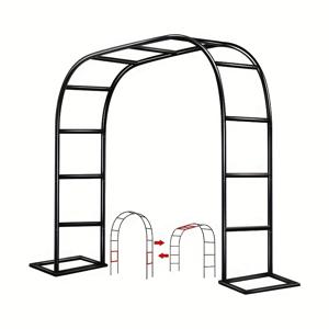 TEMU 헤비듀티 스틸 가든 아치 (후크 포함) - 블랙 메탈 야외 구조, 덩굴식물·장미·채소용, 발렌타인데이 선물 추천, 내구성 강한 정원 장식품, 수직 식재 및 아치형 통로 장식