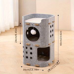 TEMU 쿨링 3D 트리 캣 하우스 빌라 - 공간 절약형, 분리 가능하고 세척 쉬운 다용도 고양이 스크래치 포스트, 펫 엔터테인먼트 가구, 재미있는 디자인