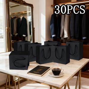 TEMU 손잡이가 있는 30개의 미니 선물 가방 - 블랙 & 화이트 - 내구성 있는 종이 선물 가방, 파티 선물, 보석 상자, 쇼핑, 생일, 결혼식, 크리스마스 및 휴일 선물에 적합, 재사용 가능한 선물 가방, 생생한 색상 옵션, 튼튼한 손잡이 디자인