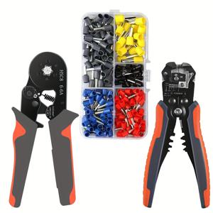 TEMU 올인원 자동 조절 압착 공구 키트 - 멀티펑션 피어링 터미널 커넥터 & HSC6 헥스 압착기 - 전기공사용 고강도 배선 키트, 가정/상업용