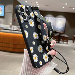 TEMU 원 소프트 고무 안티드롭 큐브 손목밴드 스타일 애니메이션 데이지 패턴 프린트 스타일 폰 케이스, 애플 시리즈 111213141516프로맥스 시리즈 A05/A15/A25/A35/A55/S23/S25울트라용
