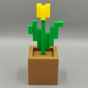 TEMU [2D 플랫] 3D 프린팅 튤립 꽃 장식 - 핑크 & 화이트 픽셀 디자인, 전원 불필요, 플라스틱 재질, 모던한 실내 홈 데코, 침실 & 거실용, 추수감사절, 크리스마스, 할로윈에 완벽, 튤립 장식, 크리스마스에 최고