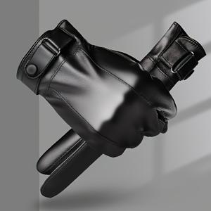 TEMU 남녀 공용 터치스크린 PU 장갑 (겨울용), 따뜻하게 유지하고 추위 및 바람으로부터 보호, 야외 사이클링에 적합.