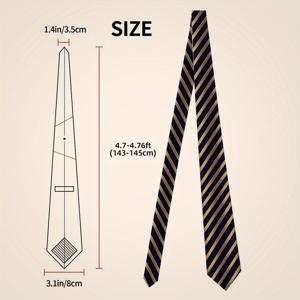TEMU 1개 우아한 골든 대각선 줄무늬 다크 블루 프린트 넥타이 - 스타일리시하고 모험적인 디자인, 생일, 기념일, 결혼식에 완벽, 스타일리시한 남성을 위한 이상적인 선물, 스타일리시 액세서리 | 세련된 넥타이 | 니트 구조