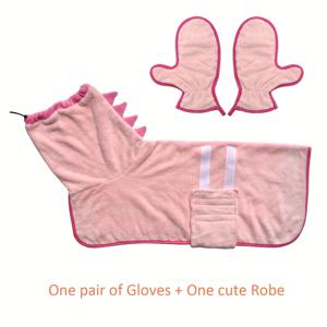 TEMU 2개 빠른 건조 개 목욕 가운 애완동물 타월 세트, 조절 가능한 마이크로화이버 로브 및 건조 장갑 포함, 귀여운 공룡 모양의 애완동물 목욕 타월. 차가운 날씨, 해변 및 수영 후 사용에 적합, 고양이와 개에게 이상적, 할로윈 선물 또는 크리스마스 선물로 적합한 애완동물 소유자에게 이상적. 배터리 없는 애완동물 할로윈 의상|샤워가운