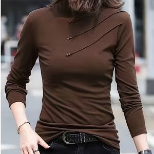 TEMU 신상 가을 겨울 하이넥 베이스 레이어 탑