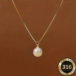 TEMU AIVEO 여성용 316 스테인리스 스틸 도금 목걸이 - 변색 방지 316SS 코팅 주얼리, 우아한 체인, 데일리웨어 & 파티용, 크리스마스, 결혼식, 기념일 선물 (유럽 스타일)