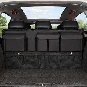TEMU 다중 수납 공간이 있는 차량 트렁크 수납 가방 - 지퍼 포켓이 있는 튼튼한 정리함, 내구성이 뛰어난 원단 구조, 여행 가방, 식료품, 캠핑 장비를 위한 넉넉한 캐리어 공간 - 로드 트립 및 야외 활동에 적합