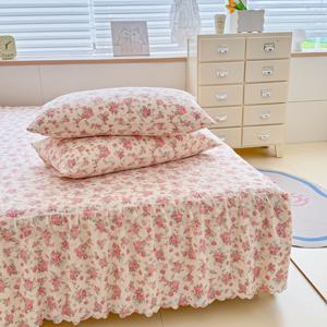 TEMU 3피스 침대 커버 세트 - 부드럽고 통기성 좋은 폴리에스터 침대 커버, 꽃무늬 침대 커버 & 베개커버 2개 포함, 세탁기 사용 가능, 싱글/더블 침대용 (내부 충전재 미포함)