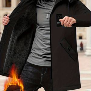 TEMU 남성용 미드 레인지 패딩 재킷 (플리스 소재), 대형 포켓 디자인. 스타일리시하고 활용도 높은 캐주얼, 데이트, 여행에 적합.