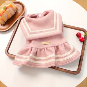 TEMU 애완동물 의류, 핑크색 인조 트위드 가을/겨울 드레스, 따뜻하고 편안한 애완동물 의류, 행복한 작은 강아지에게 완벽합니다.