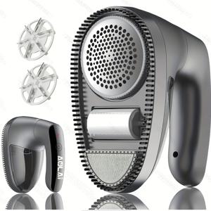 TEMU 정밀 연마 6엽 스테인리스 스틸 패브릭 면도기 – 9000 RPM, 교체 가능한 스테인리스 스틸 블레이드 2개, 1200mAh 충전식 보풀 제거기 – 의류 및 가구용 2단 속도, USB-C