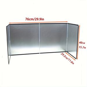 TEMU 스테인리스 스틸 재질로 제작된 튼튼하고 접이식 주방 스토브 튀김 방지 가드 세트. 기름 튀김을 방지하고 세척이 용이하며, 뜨거운 음식물과 설거지 물로 인한 카운터 상판 손상으로부터 보호합니다. 가정용, 야외 캠핑 및 RV에 적합합니다.