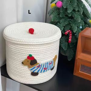 TEMU 대용량 손으로 짠 보관 바구니/바스켓 - 뚜껑 포함, 세탁실·욕실·거실·침실 정리함, 튼튼한 천 소재 오픈형 멀티퍼포즈 홈 데코 오거나이저, 모던 팜하우스 스타일, 아파트 거주자 선물, 고품질 직조, 현대적 디자인, 셸프 바스켓|욕실선반|빨래바구니|수납정리함