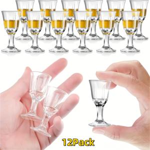 TEMU 미니 샷 글라스 12개 - 11.3그램/하프 온스, 받침대가 있는 투명한 유리컵, 와인, 테킬라, 위스키 및 스피릿에 적합.|텀블러