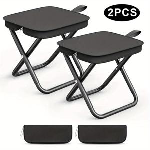 TEMU 휴대용 캠핑 스툴 2개 세트, 휴대용 가방 포함, 경량 접이식, 여행, 하이킹, 낚시, 피크닉 및 바베큐에 적합.