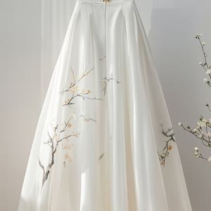 TEMU 여성용 우아한 화이트 A라인 스커트 - 플로리드 포멀 & 캐주얼 의상, 올 시즌 활용 가능한 파티, 오피스, 데일리 스커트, 시크한 오피스룩부터 이브닝 이벤트까지