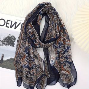 TEMU 여성용 우아한 클래식 페이즐리 프린트 시폰 스카프, 캐주얼 통기성 얇은 헤드스카프 쇼울, 사계절 사용 가능